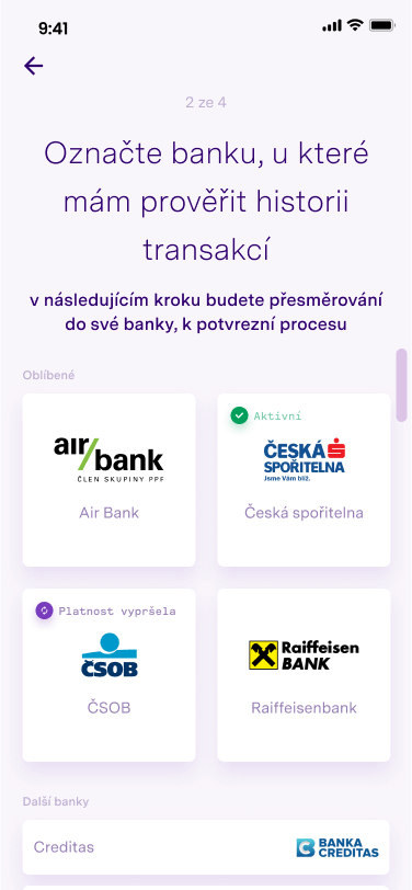 Vaše banka do aplikace pošle výpis